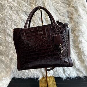 Dark Brown Croc-Embossed Leather Tote